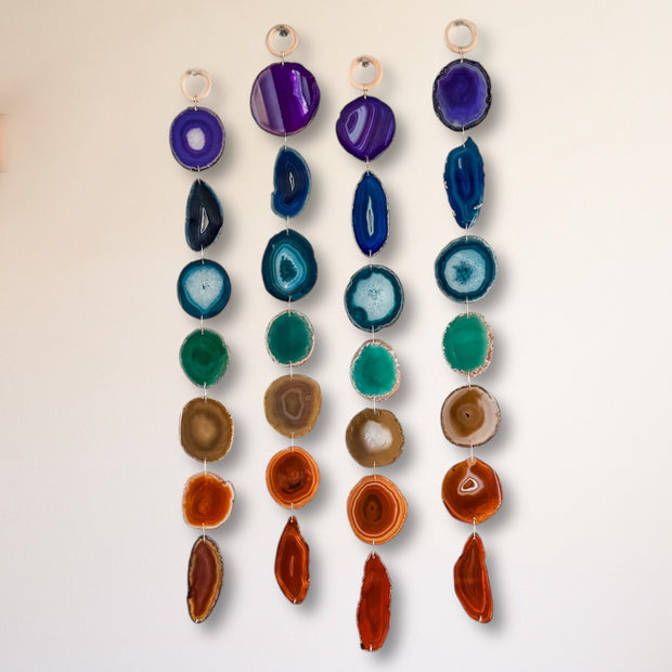 Chakra Minimalist Agate Garland – Rainbow Boho Wall Hanging