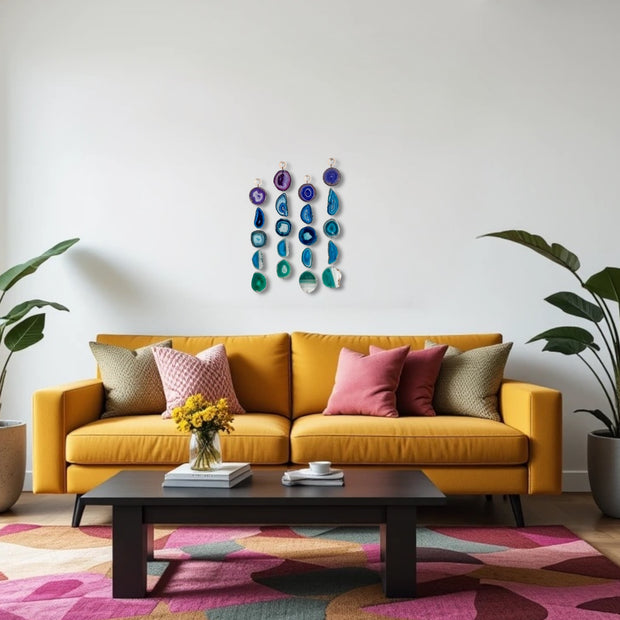 Indigo Glam Purple, Teal & Green Agate Wall Hanging – Handcrafted Boho Garland (Batch No. 1)