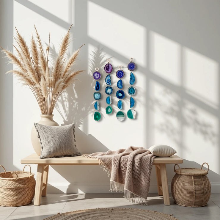 Purple, Teal & Green Agate Garland – Indigo Glam Boho Wall Hanging (Batch No. 1)