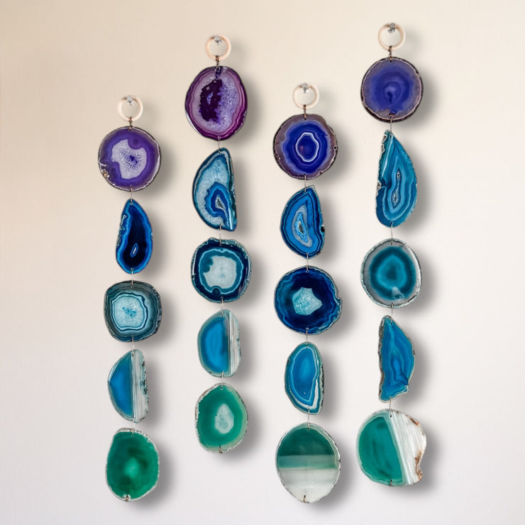 Purple, Teal & Green Agate Garland – Indigo Glam Boho Wall Hanging (Batch No. 1)
