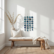 Dark Blue & Teal Agate Garland – Neptune's Tide Boho Wall Hanging