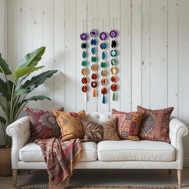 Chakra Rainbow Agate Garland – Boho Wall Hanging (Batch No. 2)