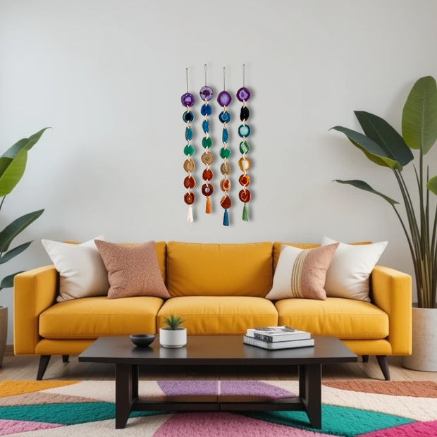 Chakra Rainbow Agate Garland – Boho Wall Hanging (Batch No. 2)