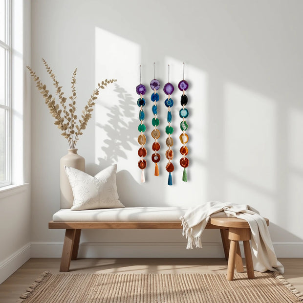 Chakra Rainbow Agate Garland – Boho Wall Hanging (Batch No. 2)