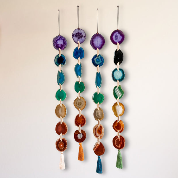 Chakra Rainbow Agate Garland – Boho Wall Hanging (Batch No. 2)