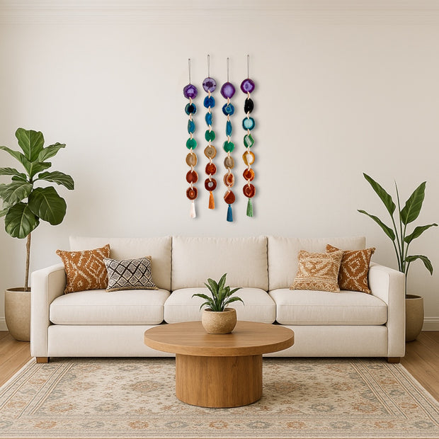 Chakra Rainbow Agate Garland – Boho Wall Hanging (Batch No. 2)