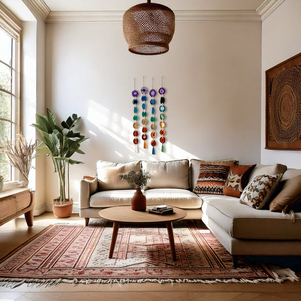 Chakra Rainbow Agate Garland – Boho Wall Hanging (Batch No. 2)