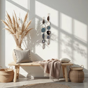 Gray-Blue White & Brown Agate Garland - Driftwood Ember Boho Wall Hanging