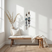 Gray-Blue White & Brown Agate Garland - Driftwood Ember Boho Wall Hanging