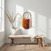 Sunset Ombre Agate Dreamer – Handcrafted Boho Wall Hanging (No. 1)