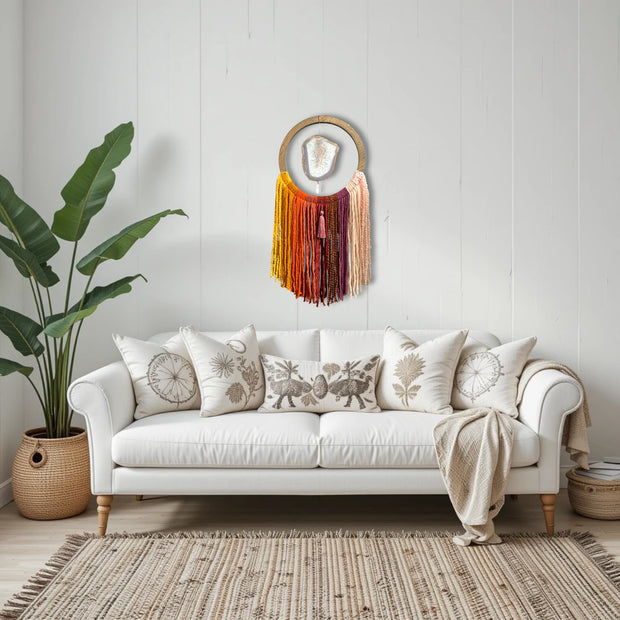 Sunset Ombre Agate Dreamer – Handcrafted Boho Wall Hanging (No. 1)