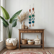 Natural, Amber, Green & Teal Agate Garland – Rosie Boho Wall Hanging (5-Geodes)
