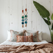 Natural, Amber, Green & Teal Agate Garland – Rosie Boho Wall Hanging (5-Geodes)