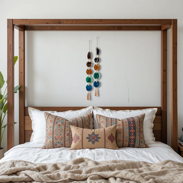 Brown, Green & Teal Agate Garland – Jackson Boho Wall Hanging (5-Geodes)