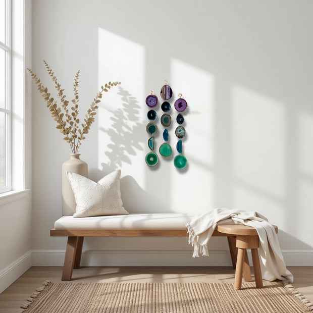 Indigo Glam Purple, Teal & Green Agate Wall Hanging – Handcrafted Boho Garland (Batch No. 2)