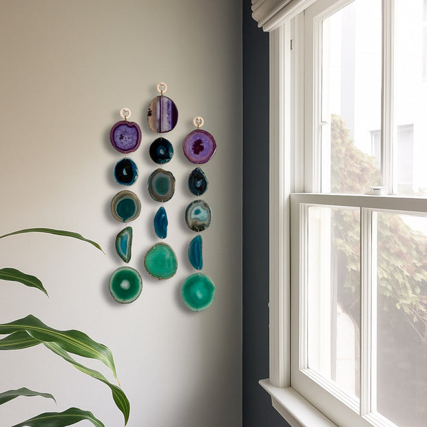 Indigo Glam Purple, Teal & Green Agate Wall Hanging – Handcrafted Boho Garland (Batch No. 2)