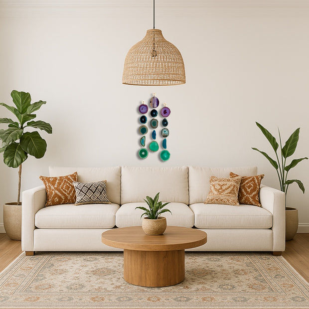 Indigo Glam Purple, Teal & Green Agate Wall Hanging – Handcrafted Boho Garland (Batch No. 2)
