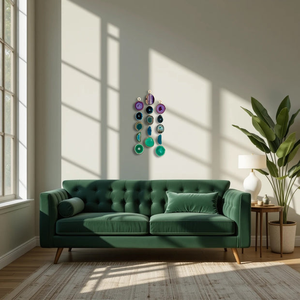 Indigo Glam Purple, Teal & Green Agate Wall Hanging – Handcrafted Boho Garland (Batch No. 2)