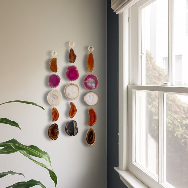 Amber, White & Brown Agate Garland – Canyon Blush Boho Wall Hanging