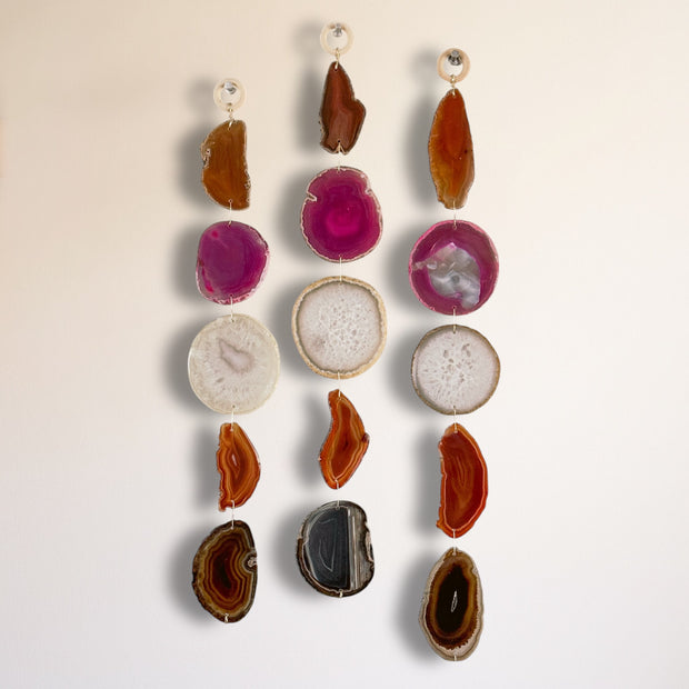 Amber, White & Brown Agate Garland – Canyon Blush Boho Wall Hanging