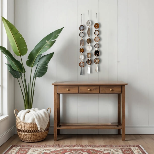 Natural, Gray & Cream Agate Garland – Umber Boho Wall Hanging (Batch No. 2)