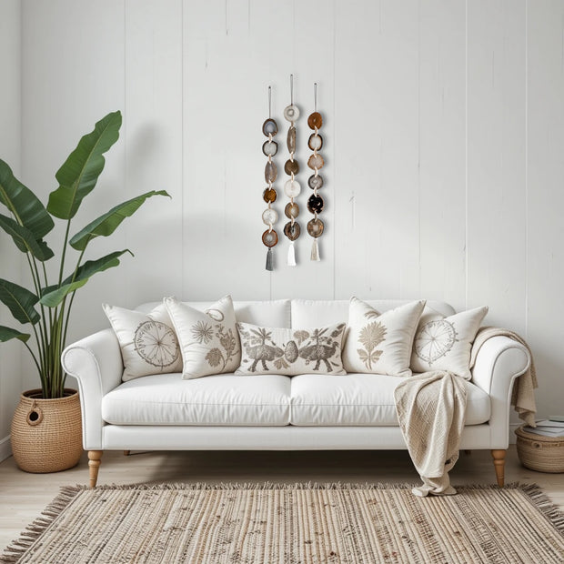 Natural, Gray & Cream Agate Garland – Umber Boho Wall Hanging (Batch No. 2)
