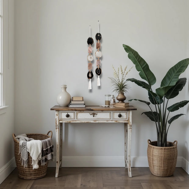 White, Black & Blush – Moody Blush Agate Garland Wall Hanging
