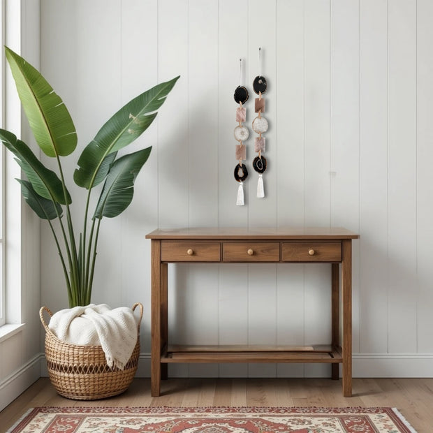 White, Black & Blush – Moody Blush Agate Garland Wall Hanging