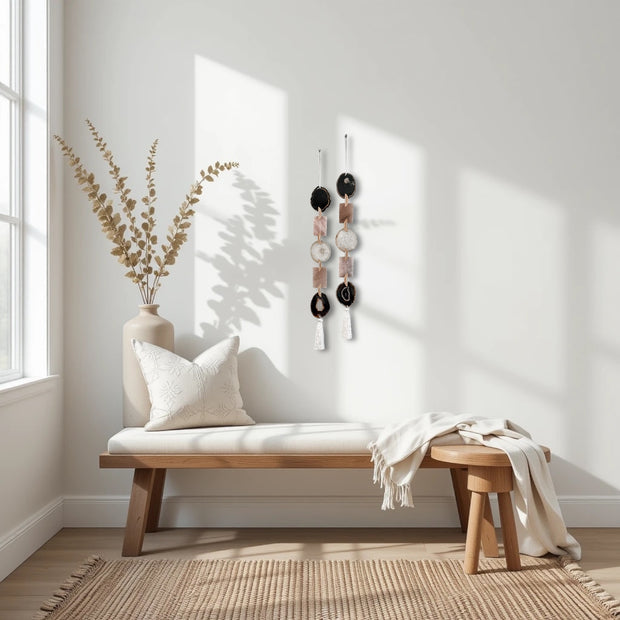 White, Black & Blush – Moody Blush Agate Garland Wall Hanging