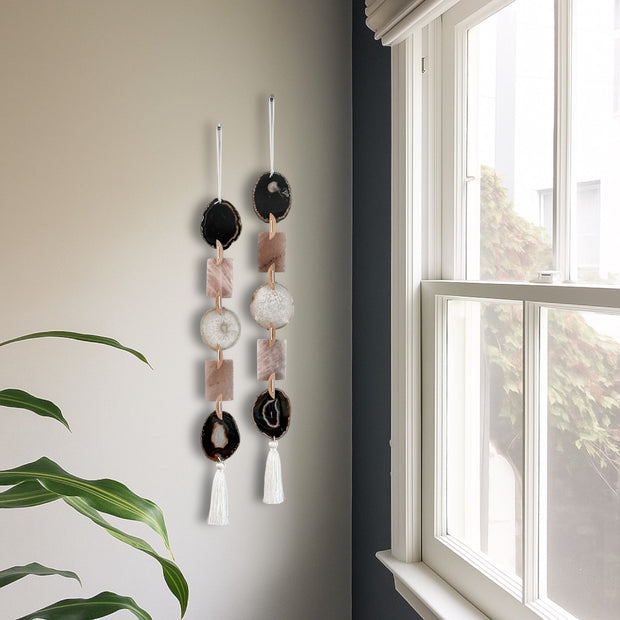 White, Black & Blush – Moody Blush Agate Garland Wall Hanging
