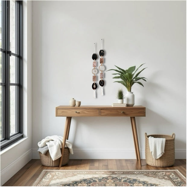 White, Black & Blush – Moody Blush Agate Garland Wall Hanging