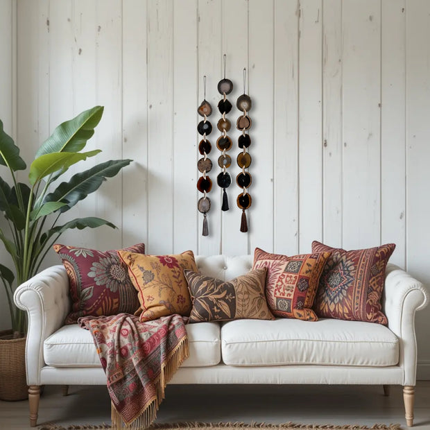 Dark Brown & Gray Agate Garland - Moody Ember Boho Wall Hanging (Batch 2)
