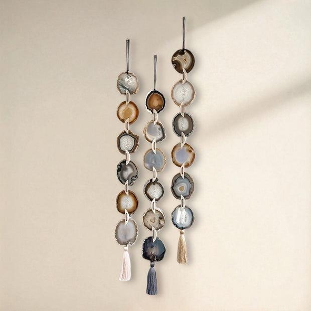 Umber Natural, Brown & Gray Agate Wall Hanging – Handcrafted Boho Garland (Multiple Sizes)