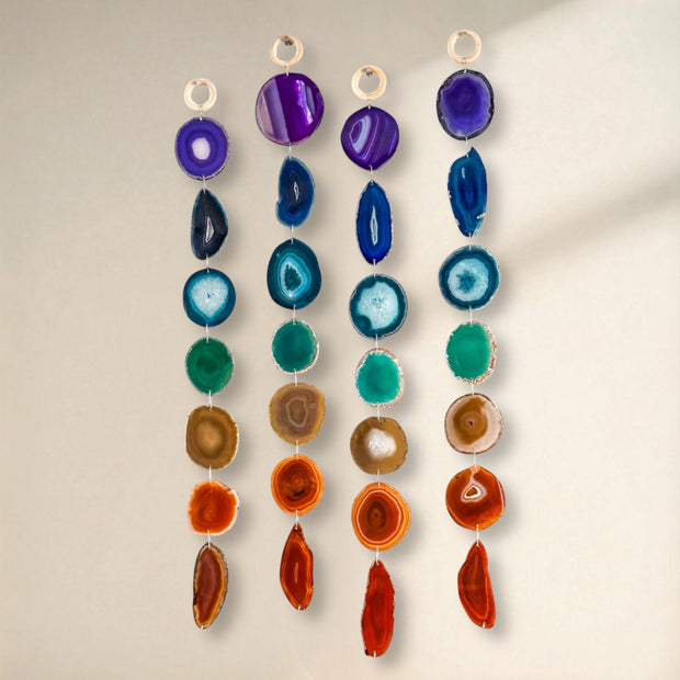 Chakra Rainbow Agate Wall Hanging – Handcrafted Boho Garland
