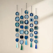 Ocean Dark Blue & Teal Agate Wall Hanging – Handcrafted Boho Garland (Multiple Sizes)