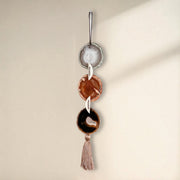 Copper Natural Amber & Brown Agate Wall Hanging – Handcrafted Boho Garland