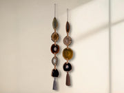 Fall Boho Set No. 2 – Moody Agate Wall Hanging Pair with Gray & Brown Tassels