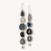 Set of 2 Gray-Blue White & Brown Agate Wall Hanging - Driftwood Ember Boho Garland