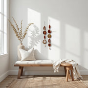 Fall Boho Set No. 1 – Handcrafted Agate Wall Hanging Pair with Rustic Brass Bells