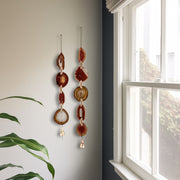 Fall Boho Set No. 1 – Handcrafted Agate Wall Hanging Pair with Rustic Brass Bells