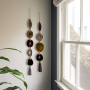 Fall Boho Set No. 2 – Moody Agate Wall Hanging Pair with Gray & Brown Tassels