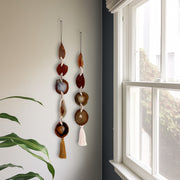 Fall Boho Set No. 3 – Rust & Amber Agate Wall Hanging Pair with Silk Tassels