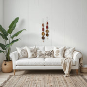 Fall Boho Set No. 4 – Amber & Rust Agate Wall Hanging Pair with Brass Bells