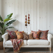 Fall Boho Set No. 4 – Amber & Rust Agate Wall Hanging Pair with Brass Bells
