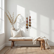 Fall Boho Set No. 4 – Amber & Rust Agate Wall Hanging Pair with Brass Bells