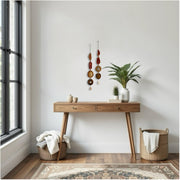 Fall Boho Set No. 4 – Amber & Rust Agate Wall Hanging Pair with Brass Bells