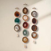 Set of 3 Boho Harvest Agate Wall Hangings - Handcrafted with Rustic Bells