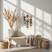 Set of 3 Boho Harvest Agate Wall Hangings - Handcrafted with Rustic Bells