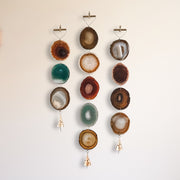 Set of 3 Boho Harvest Agate Wall Hangings - Handcrafted with Rustic Bells