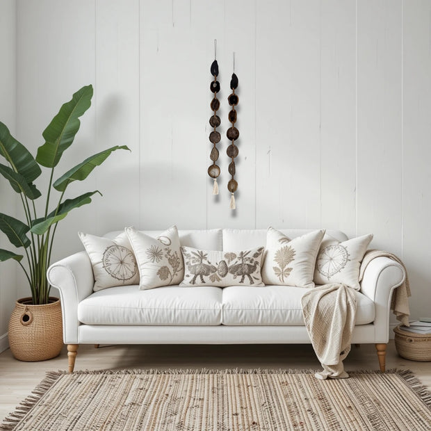 Esme Black, Taupe & Charcoal Agate Wall Hanging – Handcrafted Boho Garland (Multiple Sizes)